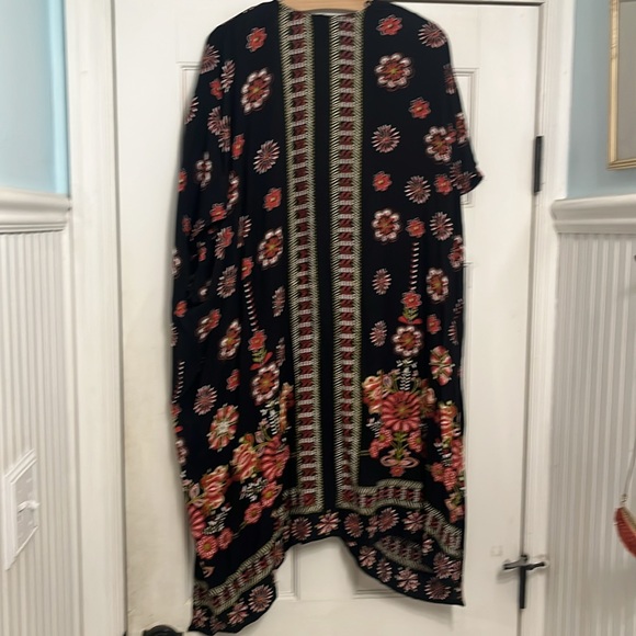 Angie black Floral Kimono duster wrap M Medium - Picture 4 of 5